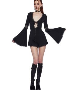 Alternative view of Whispering Wind Romper - Black