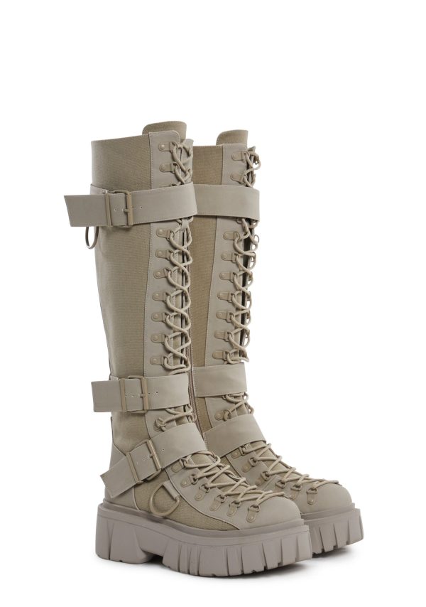 Low Traitor Knee High Boots ?C Light Gray