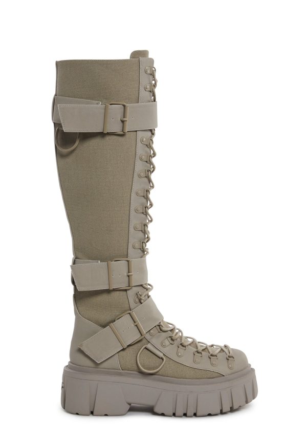 Low Traitor Knee High Boots ?C Light Gray