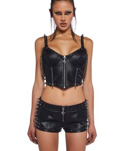 Downbeat Spiked Corset Top