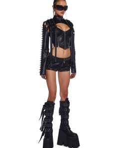 Alternative view of Downbeat Spiked Micro Shorts