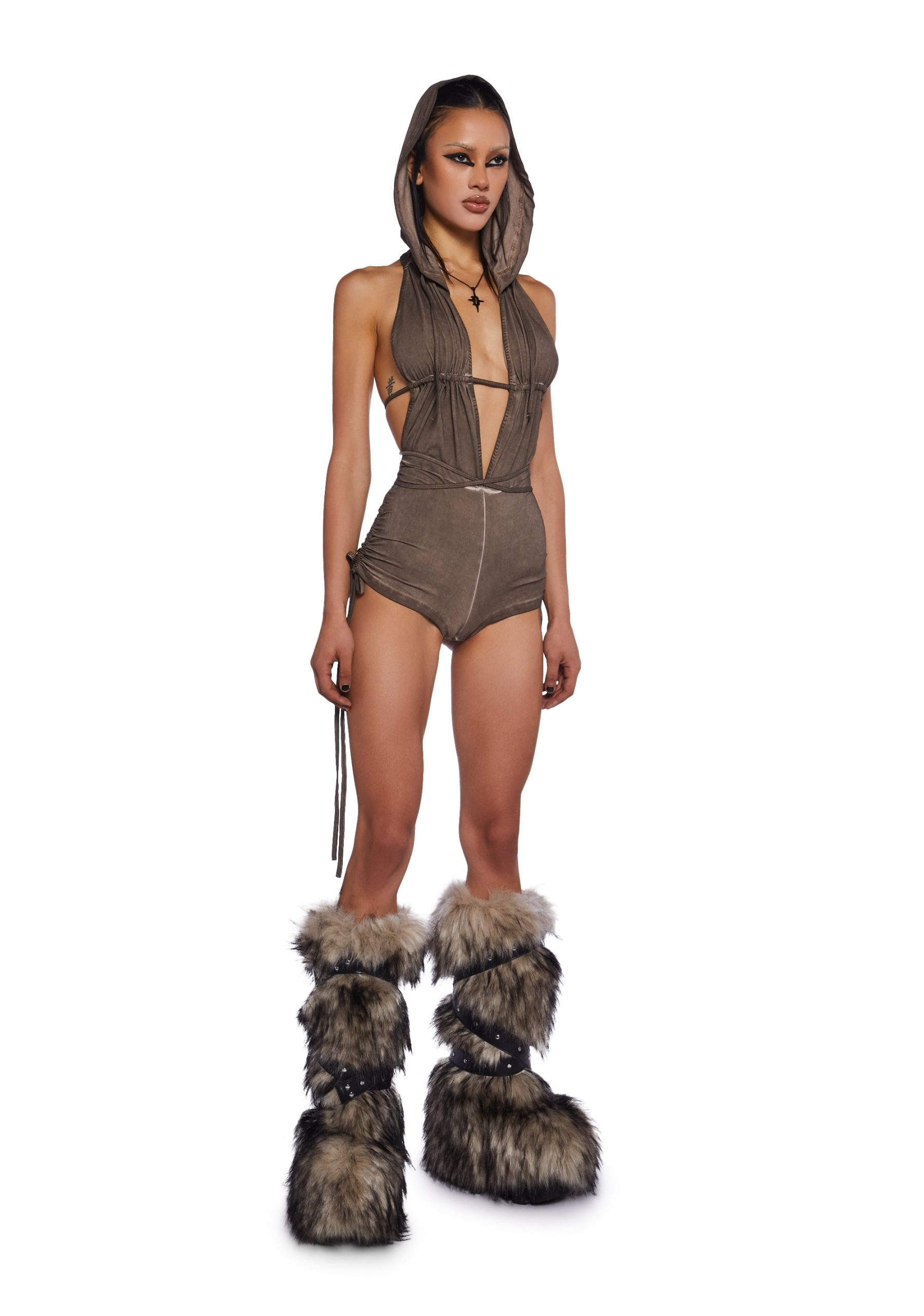 Downbeat Hooded Romper ?C Brown - Image 2