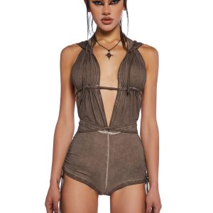 Downbeat Hooded Romper ?C Brown