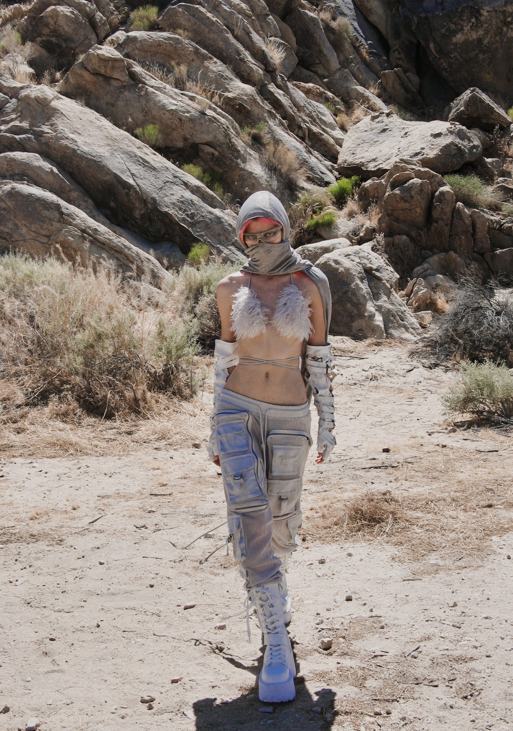 Complex Nights Fishnet Cargo Pants ?C Gray - Image 7