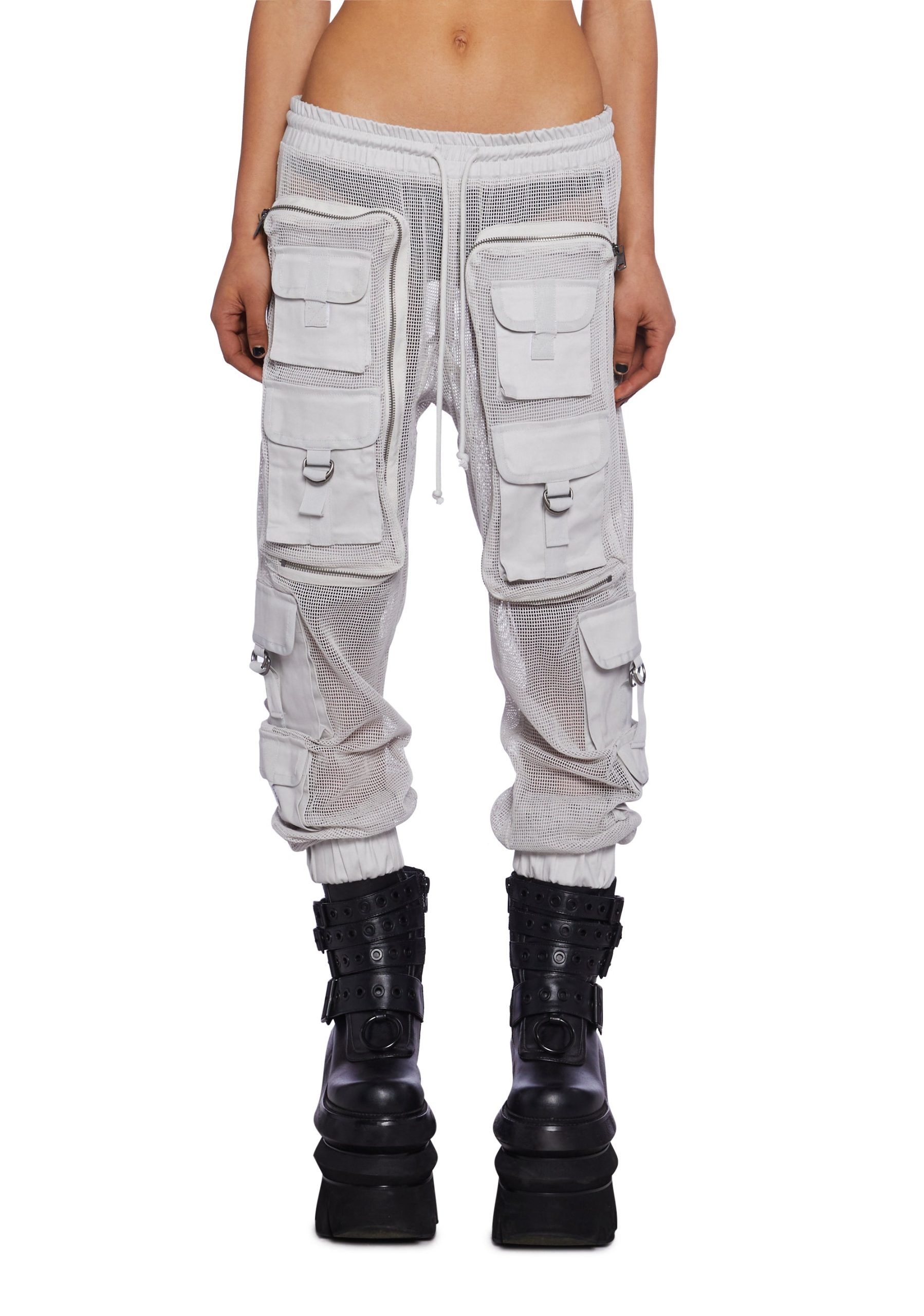 Complex Nights Fishnet Cargo Pants ?C Gray