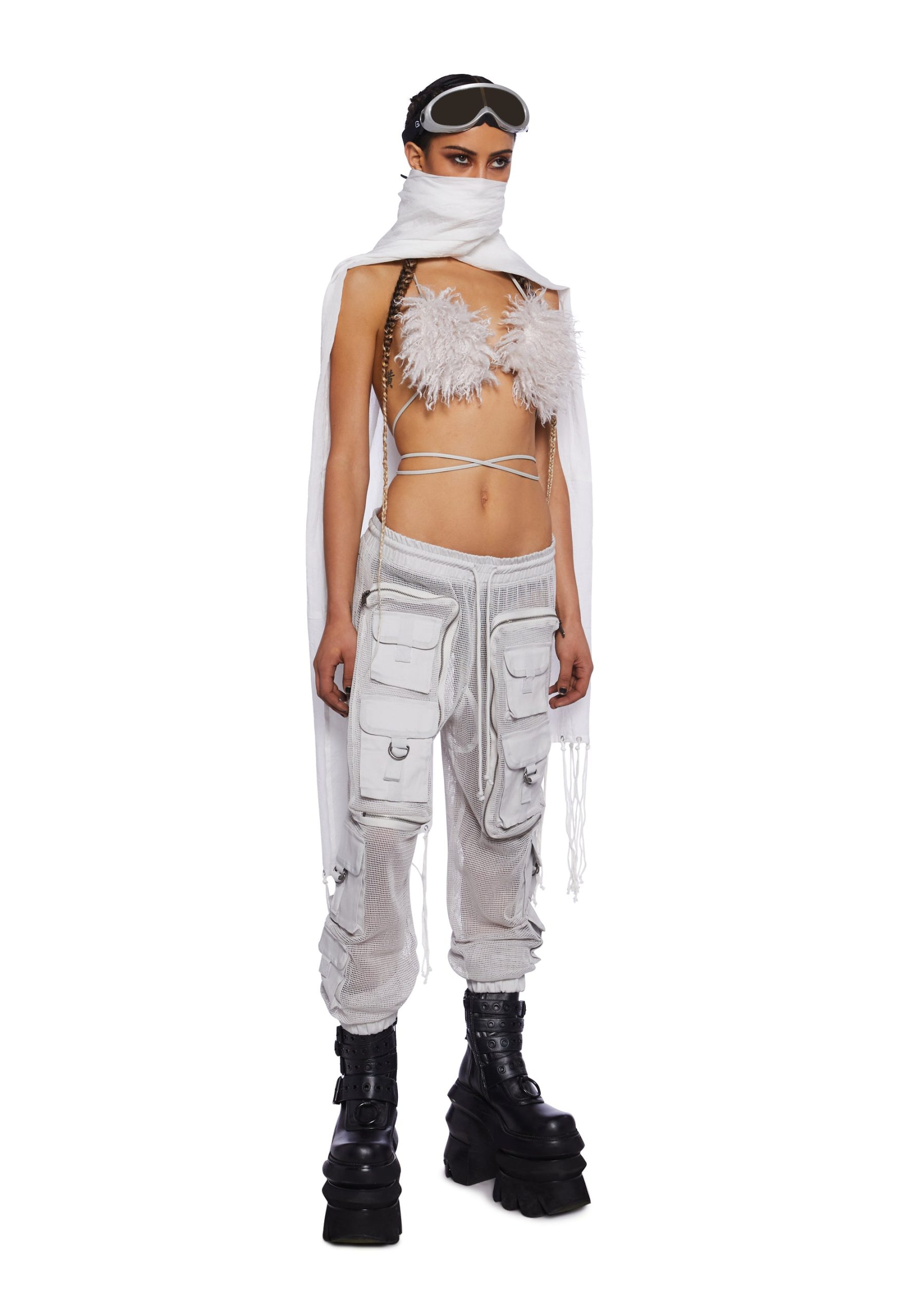 Complex Nights Fishnet Cargo Pants ?C Gray - Image 2