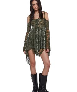 Alternative view of F is For Fairies Handkerchief Dress - Green Velvet Lace