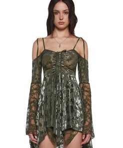 F is For Fairies Handkerchief Dress - Green Velvet Lace