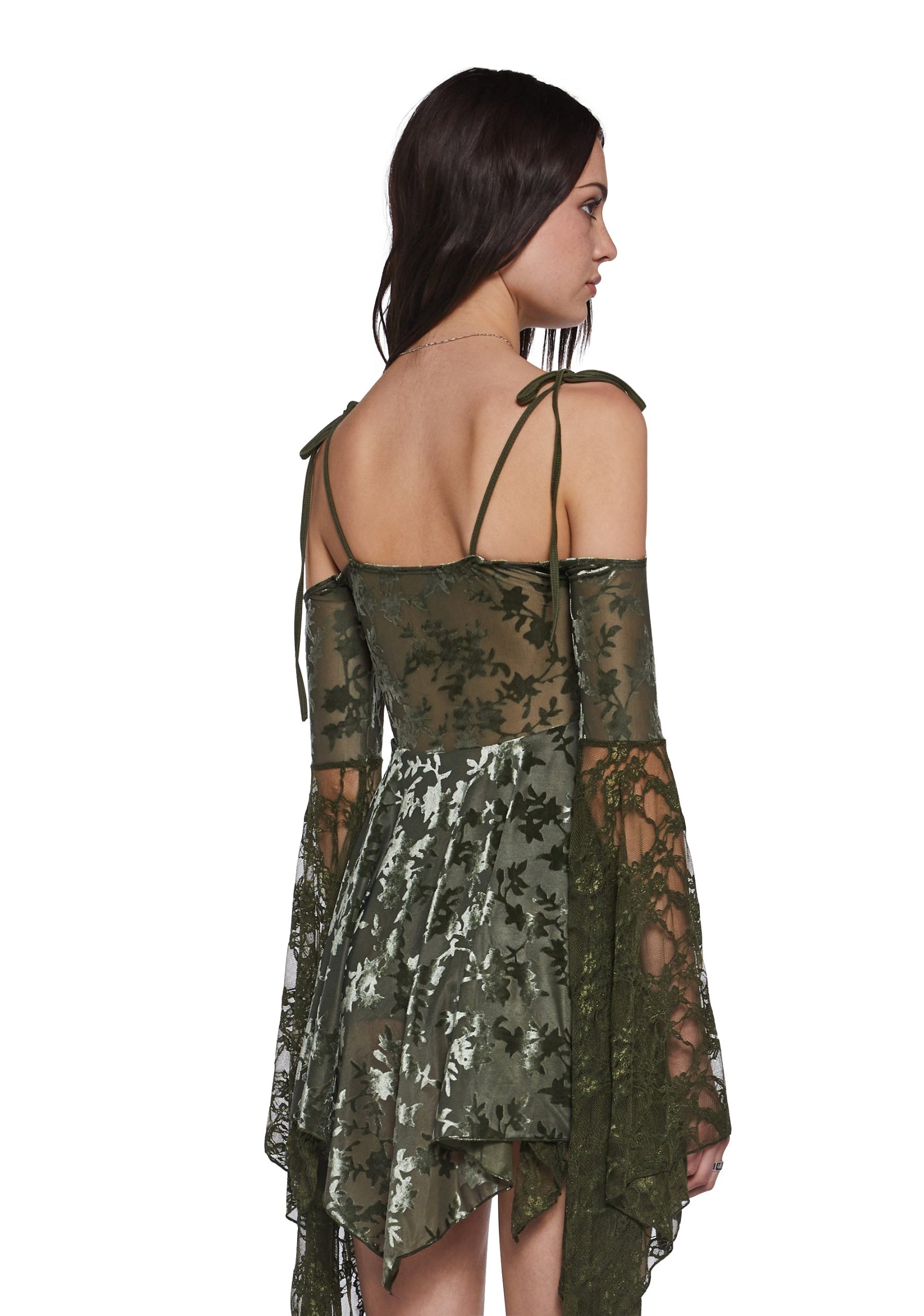 F is For Fairies Handkerchief Dress ?C Green Velvet Lace - Image 4