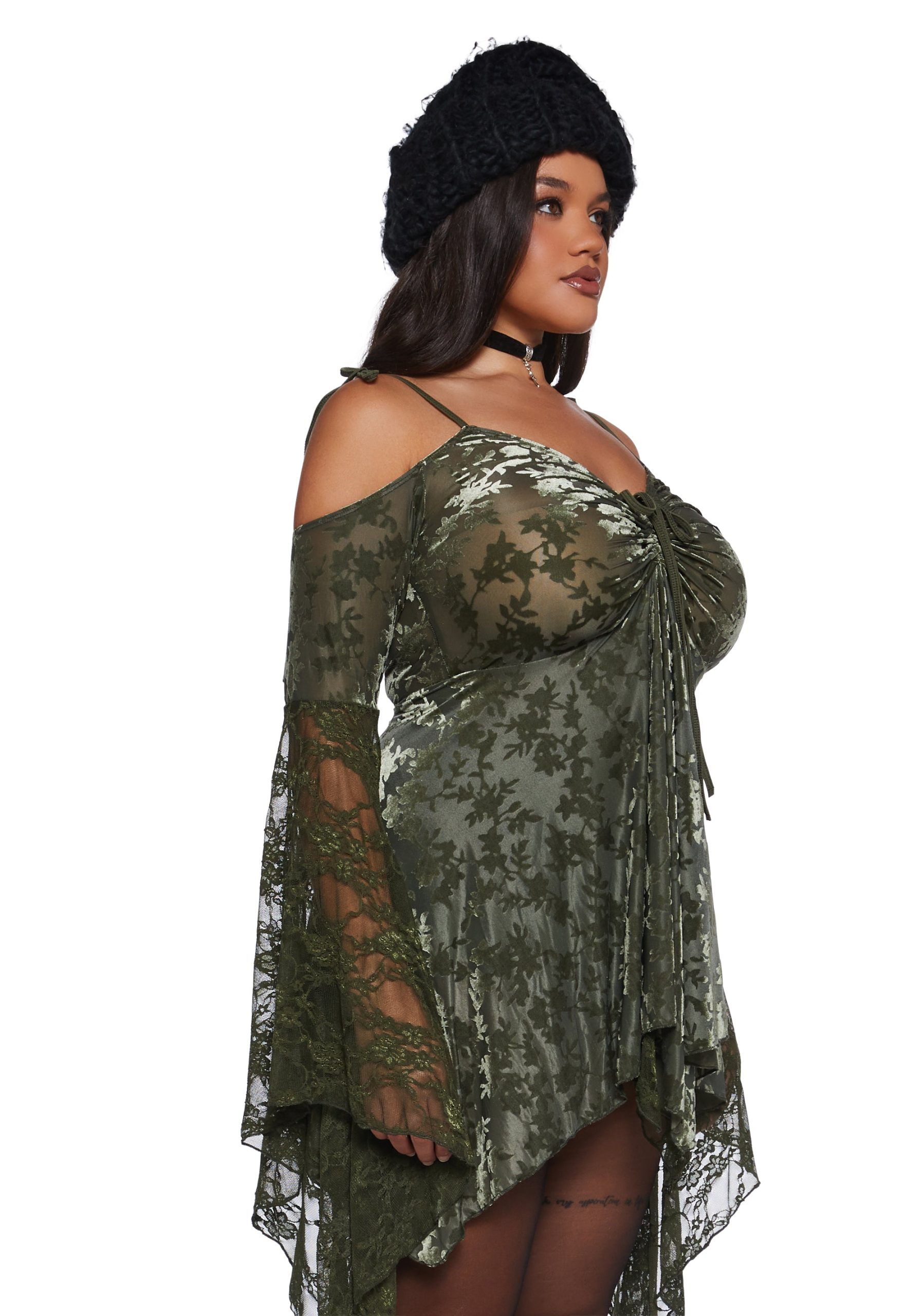F is For Fairies Handkerchief Dress ?C Green Velvet Lace - Image 8