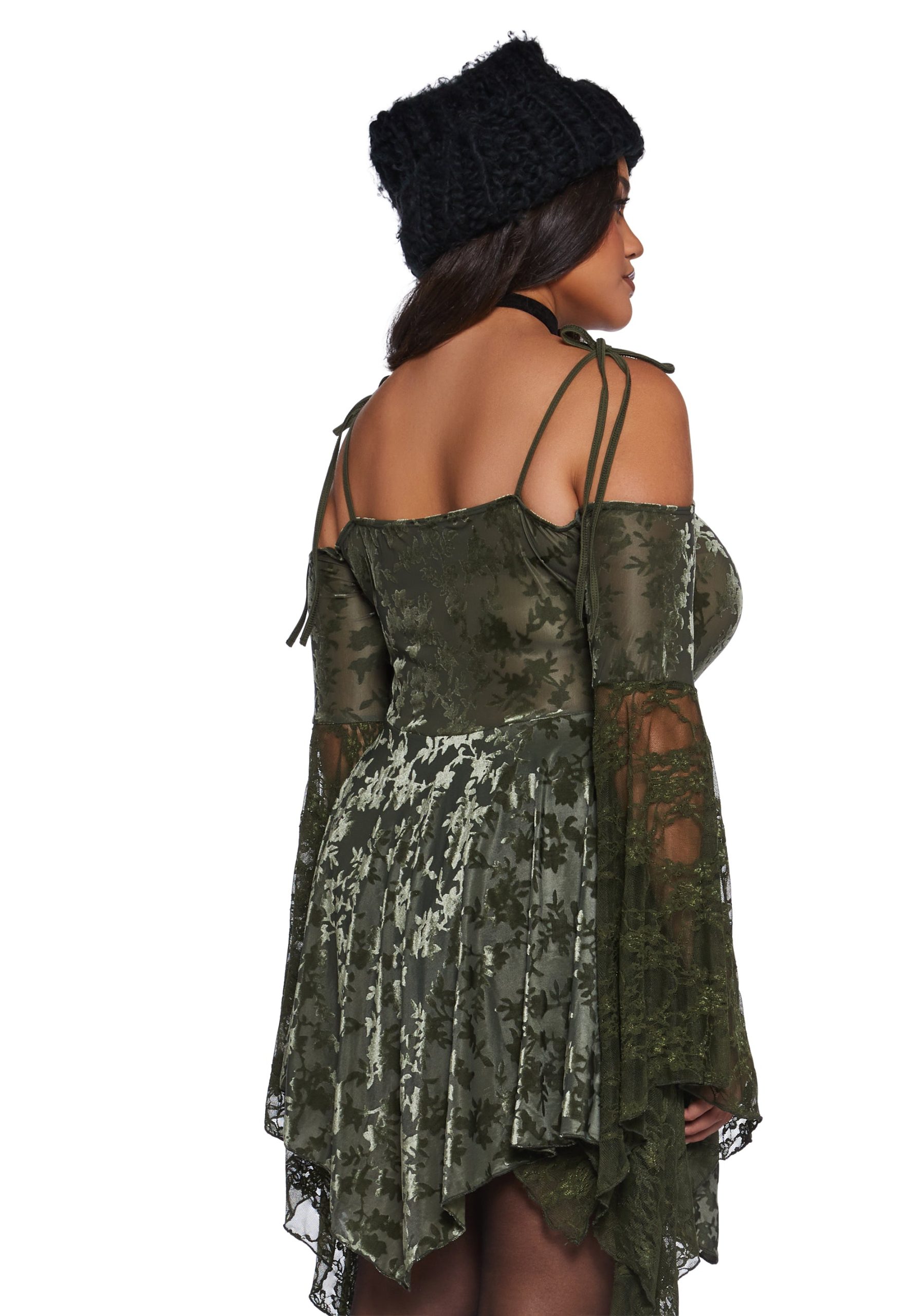 F is For Fairies Handkerchief Dress ?C Green Velvet Lace - Image 11