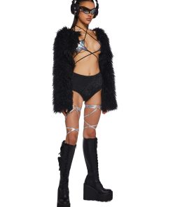 Alternative view of Midnight Hype Faux Fur Shrug - Black