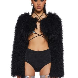 Midnight Hype Faux Fur Shrug ?C Black