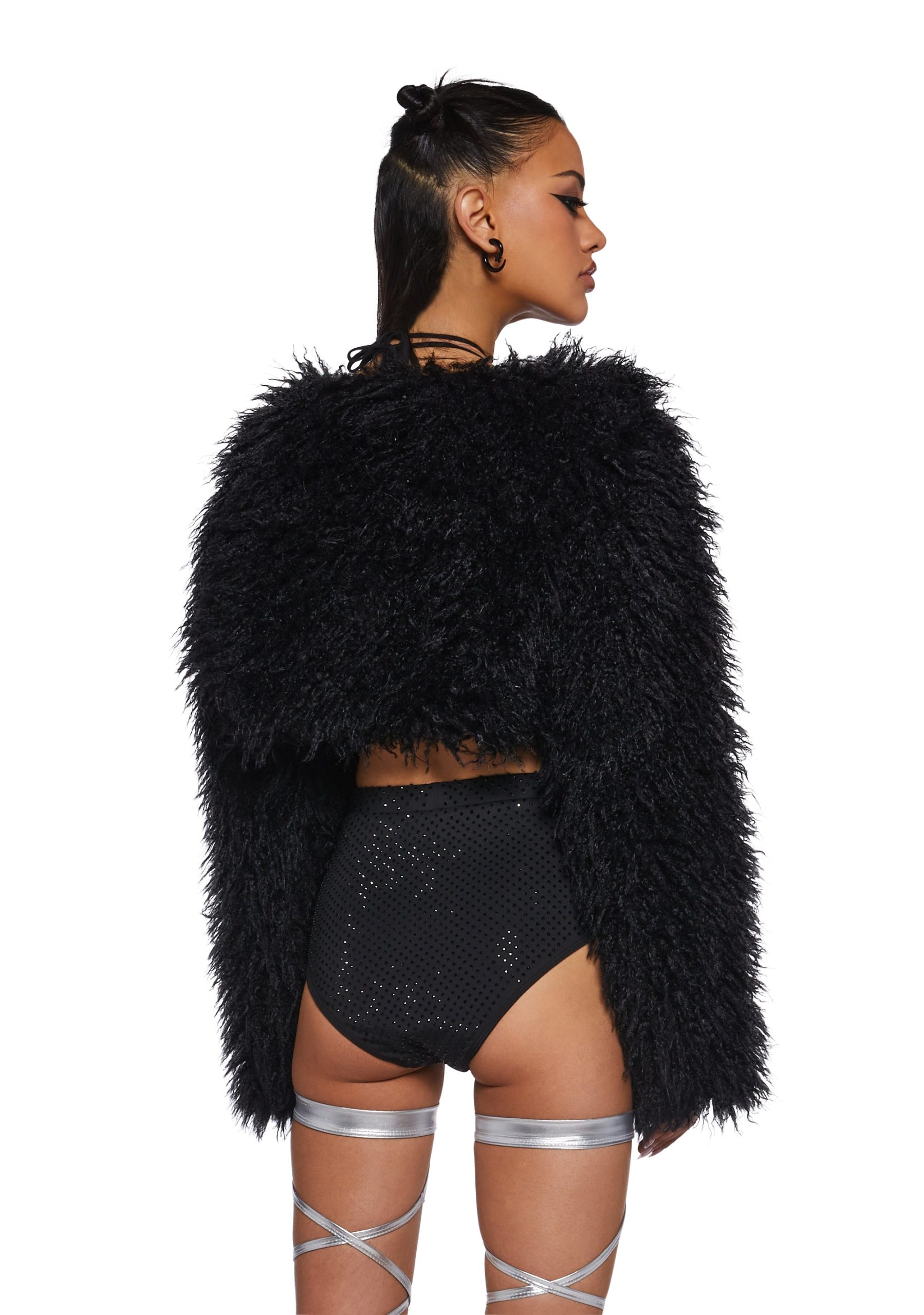 Midnight Hype Faux Fur Shrug ?C Black - Image 4