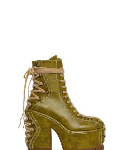 Woodland Lucid Dream Corset Boots - Green