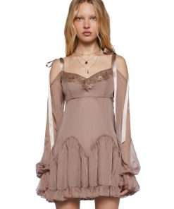 Whirlwind Radiance Mini Dress - Brown