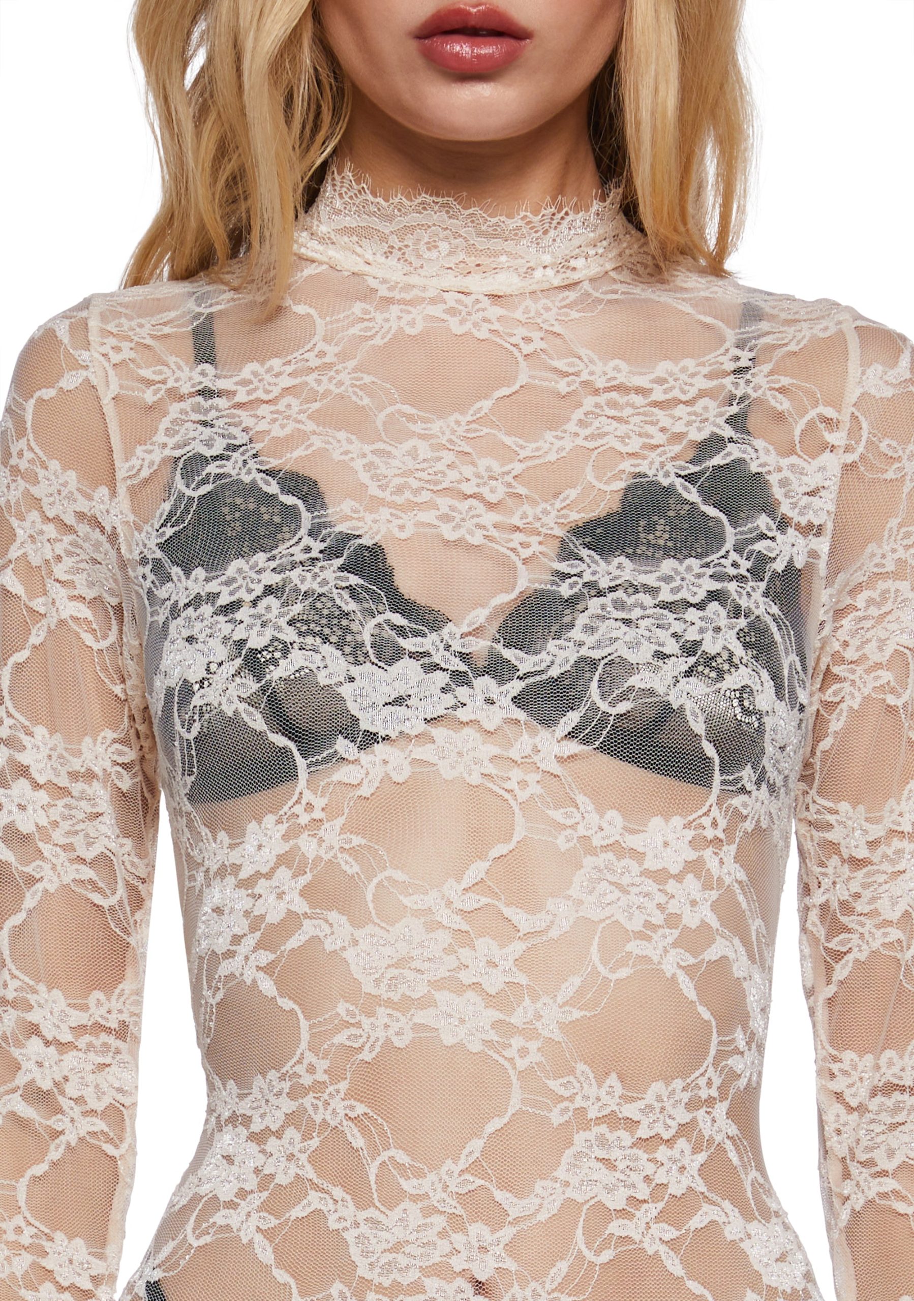Blank Spaces Sheer Mini Dress ?C Ivory - Image 5