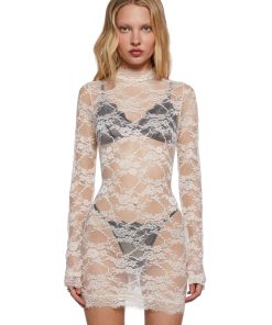 Blank Spaces Sheer Mini Dress - Ivory