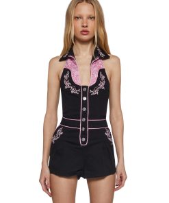 Rodeo Rendezvous Denim Romper - Black