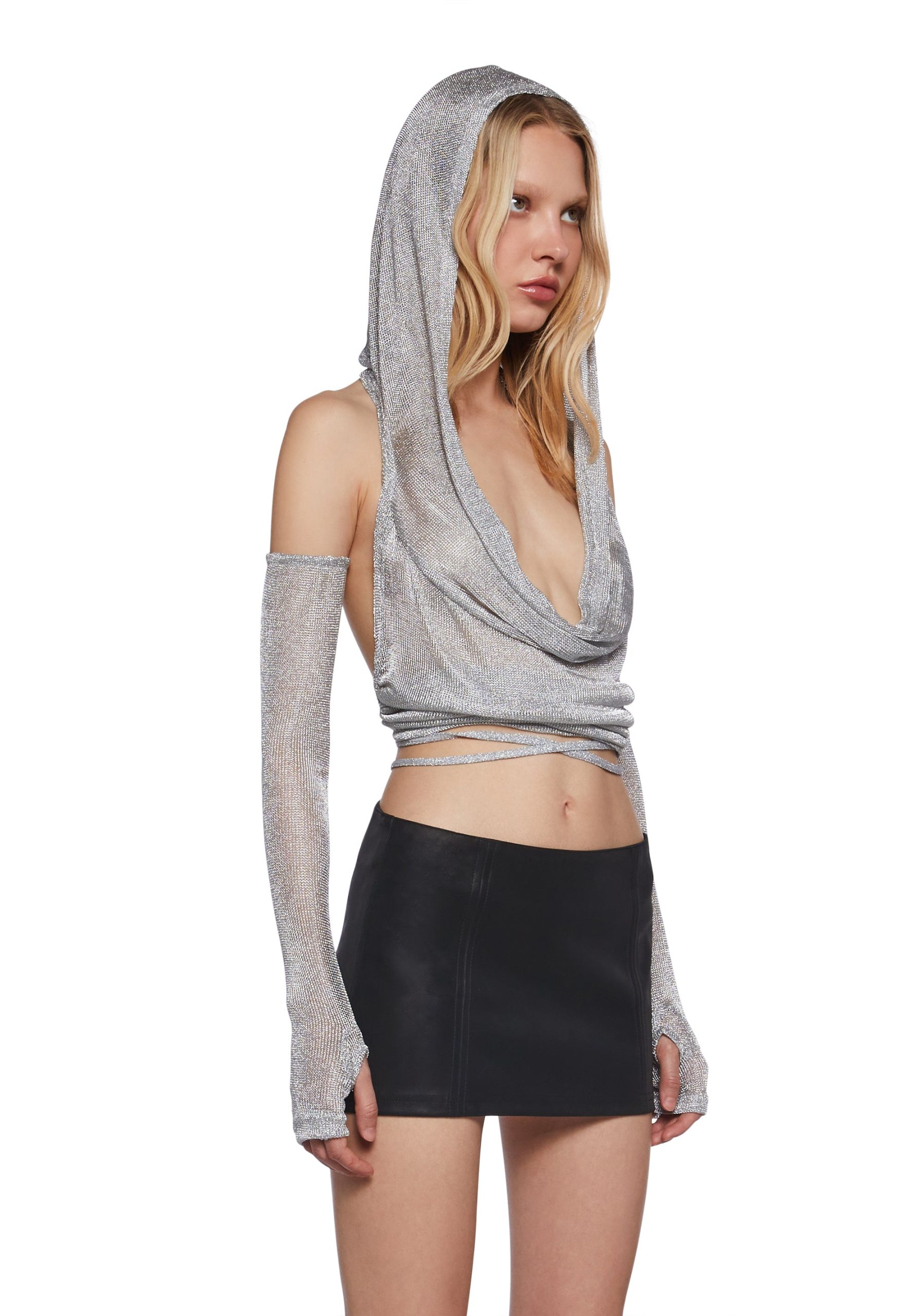 Ambient Hoodie Backless Top With Gloves - Image 3