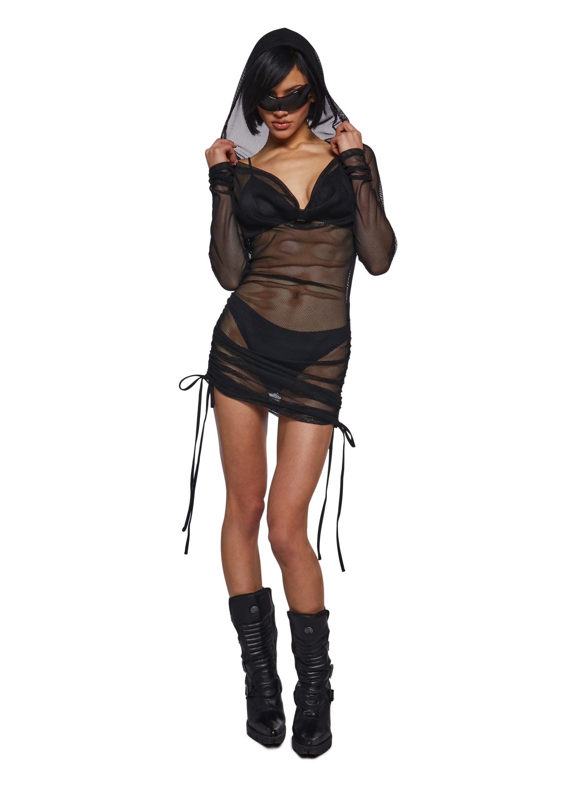 Ambient Hooded Fishnet Dress - Image 7