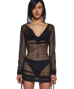 Ambient Hooded Fishnet Dress