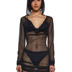 Ambient Hooded Fishnet Dress