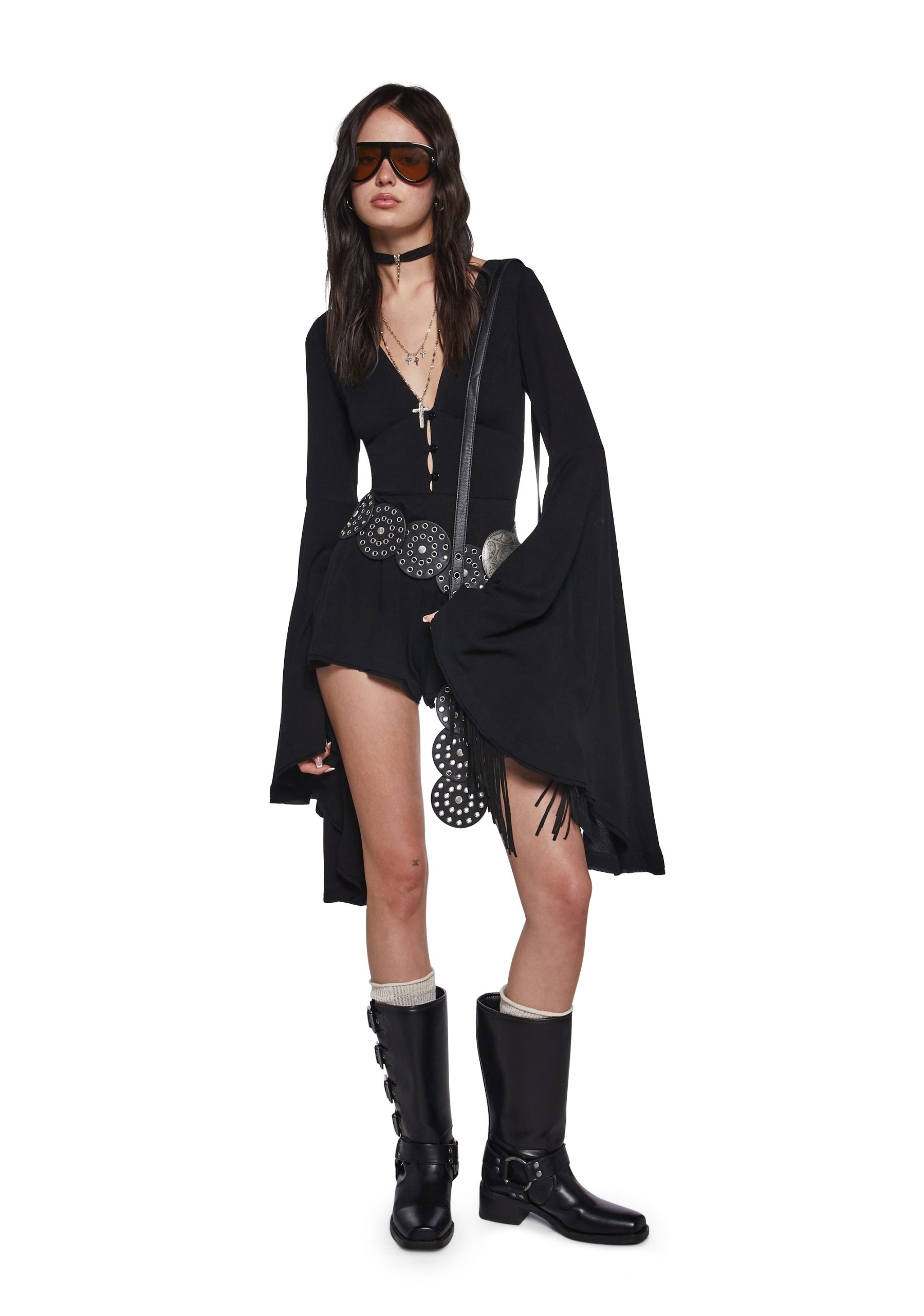 Soulful Bliss Long Sleeve Romper ?C Black - Image 2