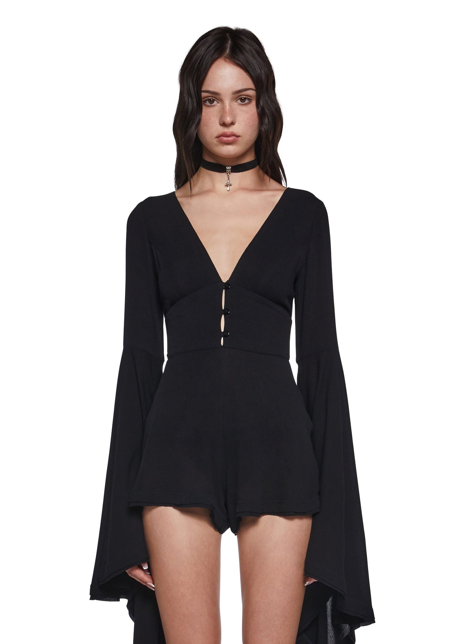 Soulful Bliss Long Sleeve Romper ?C Black