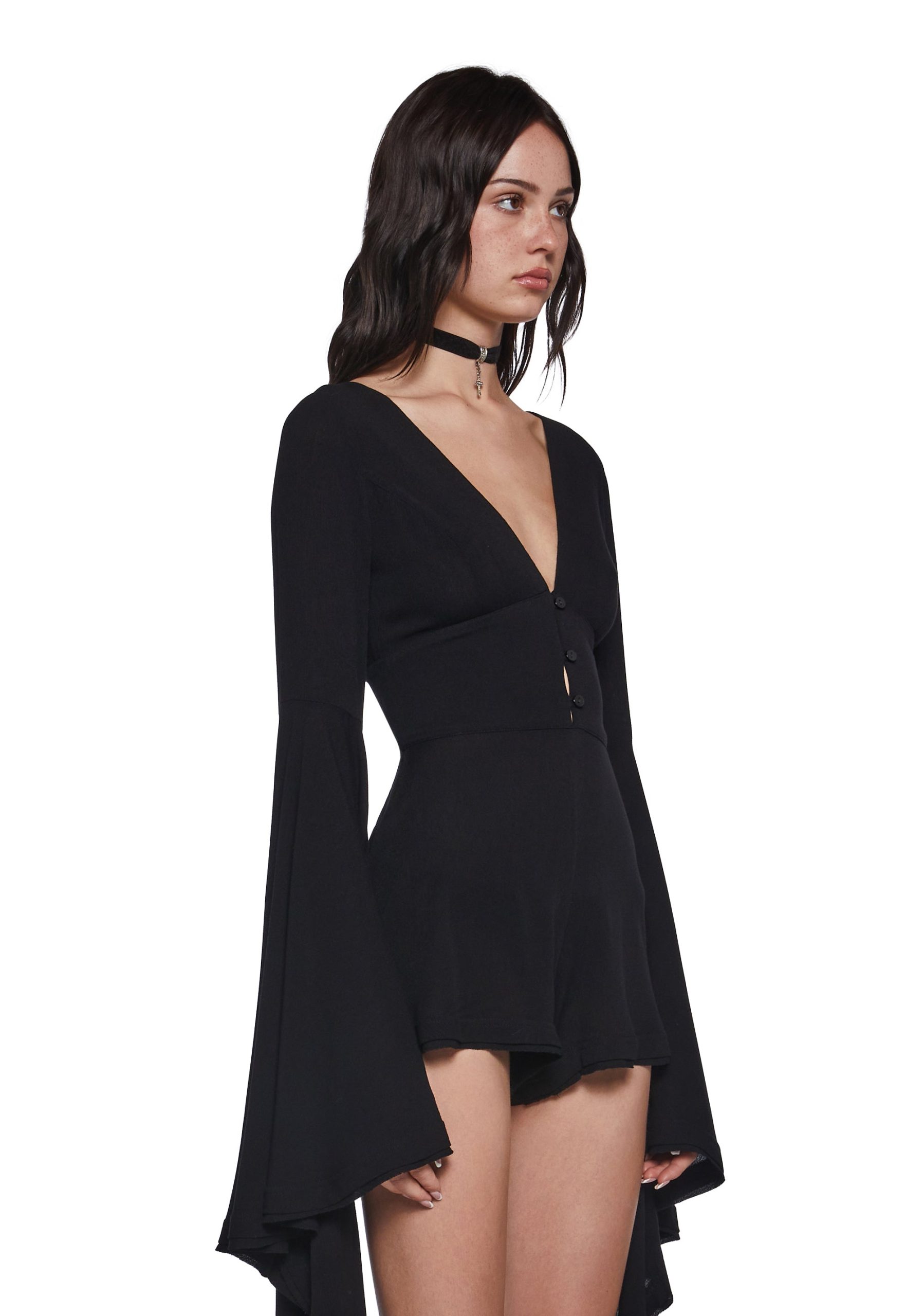 Soulful Bliss Long Sleeve Romper ?C Black - Image 3