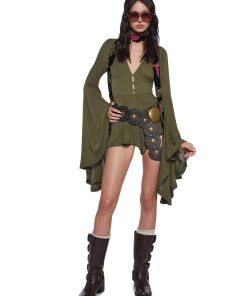 Alternative view of Soulful Bliss Long Sleeve Romper - Green