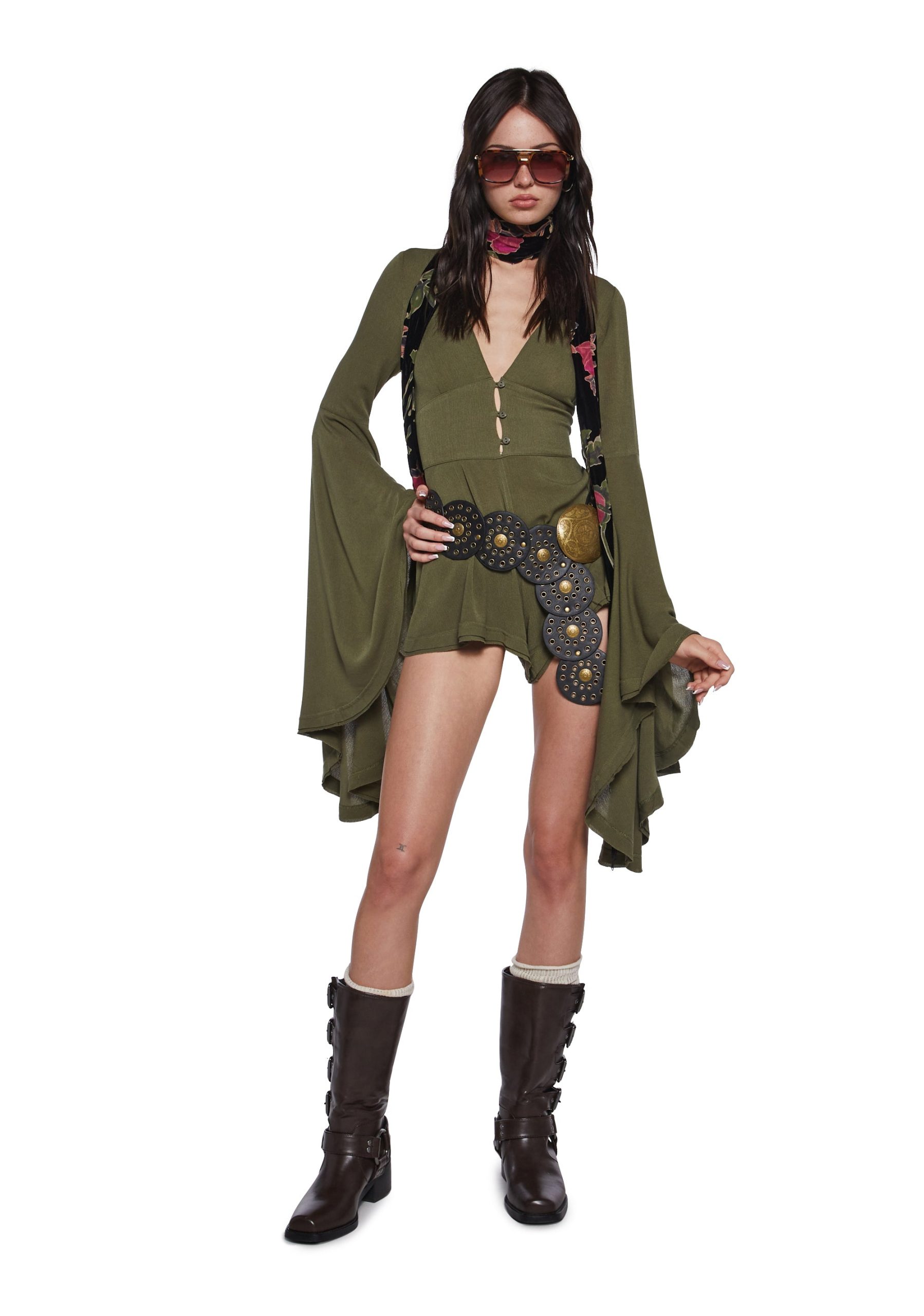 Soulful Bliss Long Sleeve Romper ?C Green - Image 2