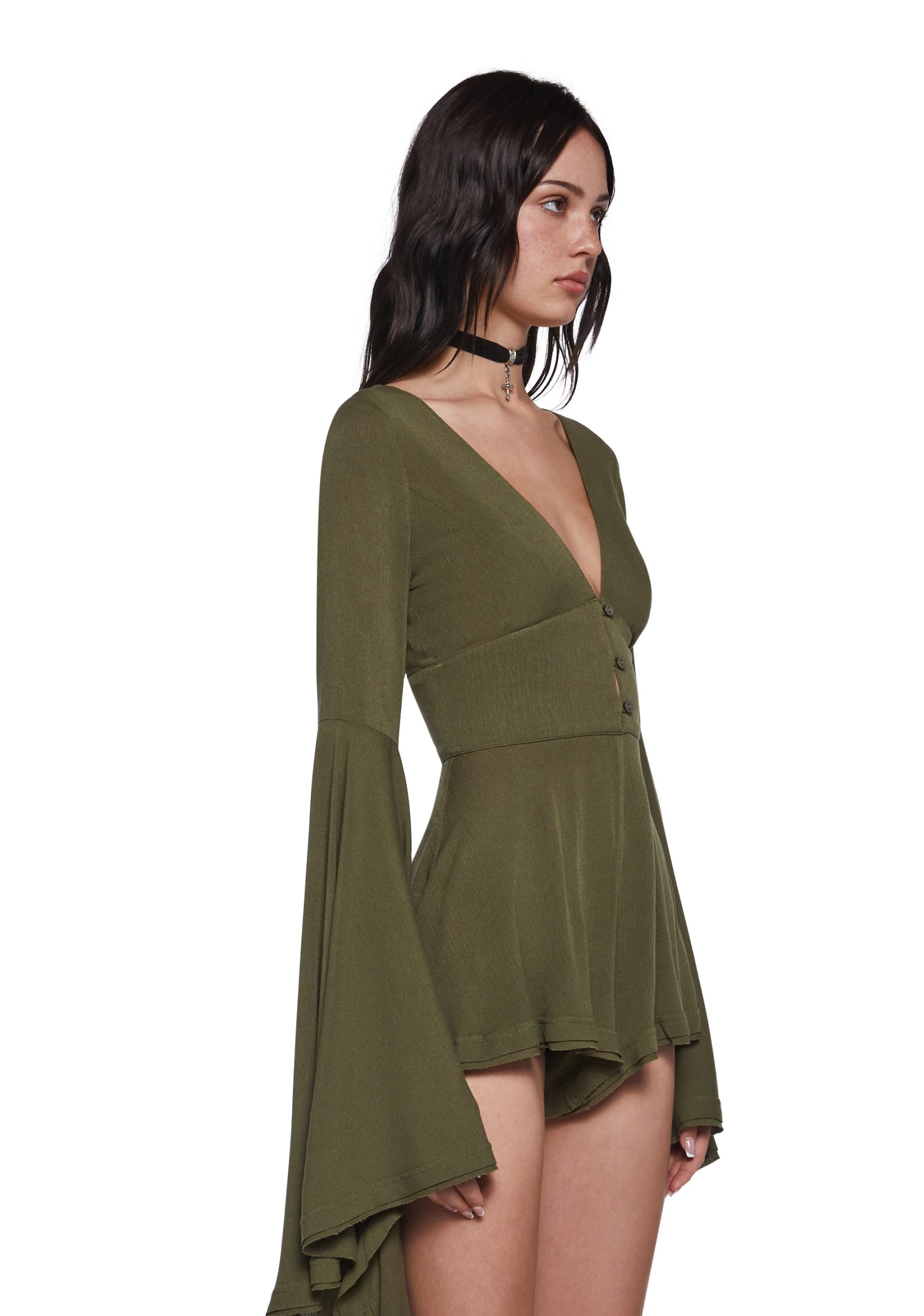 Soulful Bliss Long Sleeve Romper ?C Green - Image 3