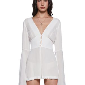 Soulful Bliss Long Sleeve Romper ?C Off White