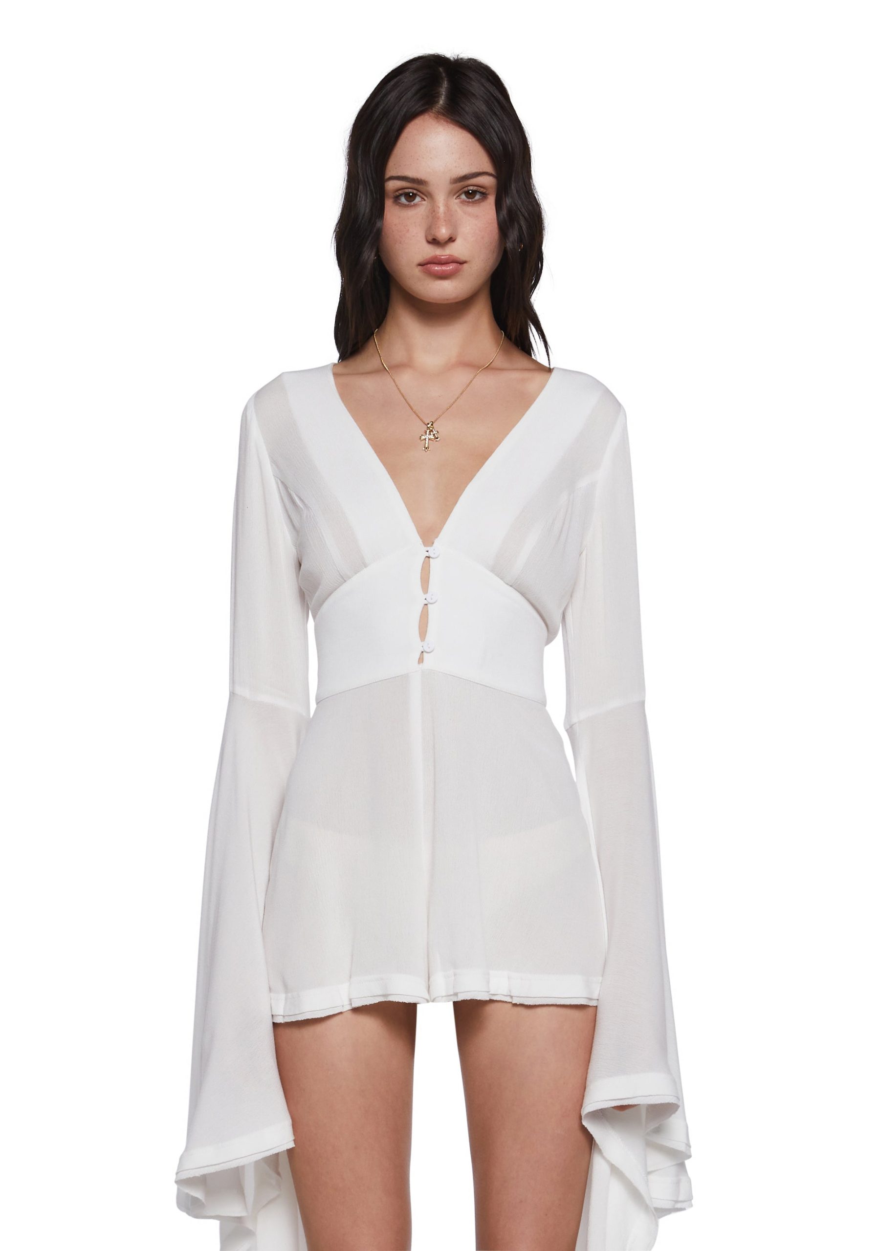 Soulful Bliss Long Sleeve Romper ?C Off White