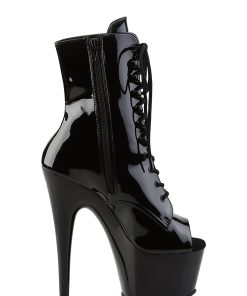 Adore-1021 Platform Peep Toe Ankle Boots-Black