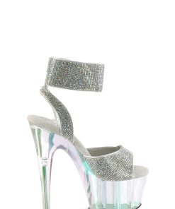 Adore-791HTRS Platform Rhinestone Ankle Cuff Sandals-Holo Tinted