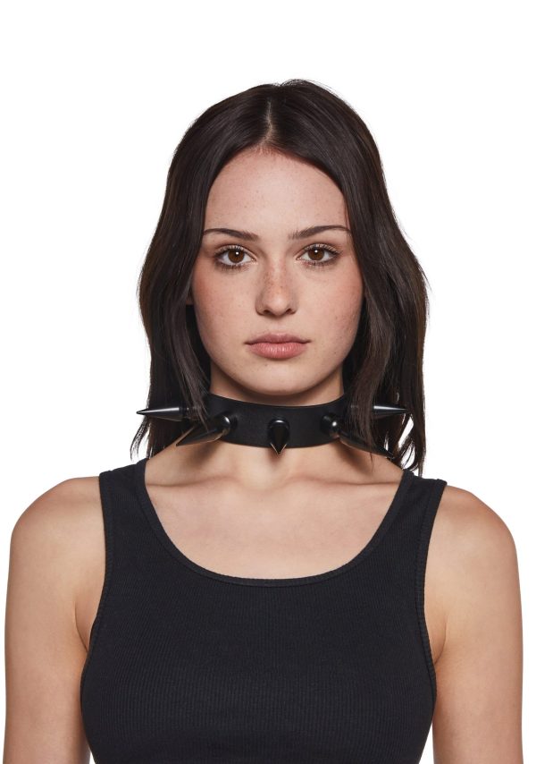 Extra Long Spiked Choker ?C Black