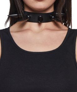 Extra Long Spiked Choker - Black