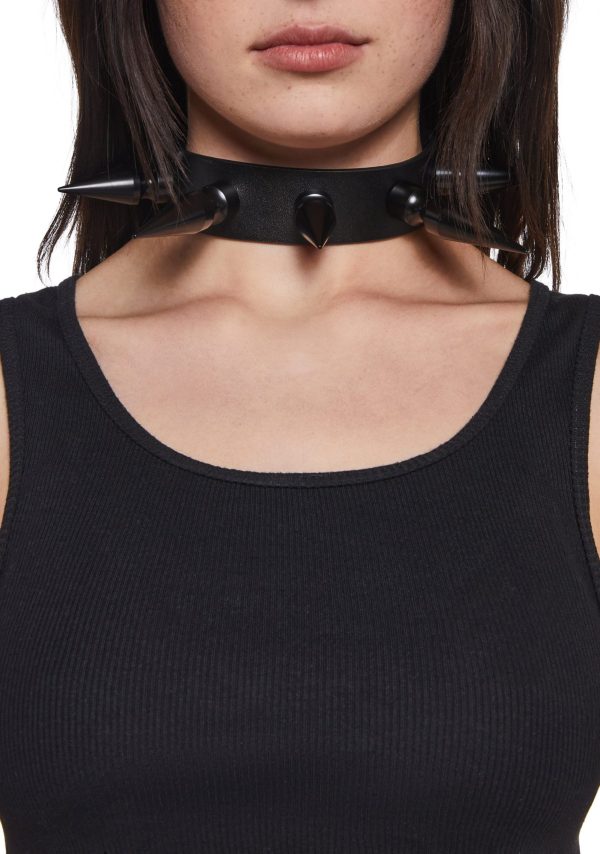Extra Long Spiked Choker ?C Black