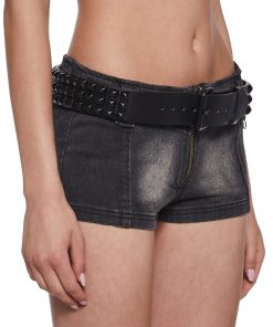 Wide Pyramid Studded Belt - Black