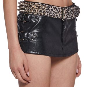 Large Conical Studded Waist Belt ?C Leopard