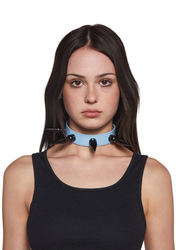 Extra Long Spiked Choker ?C Blue