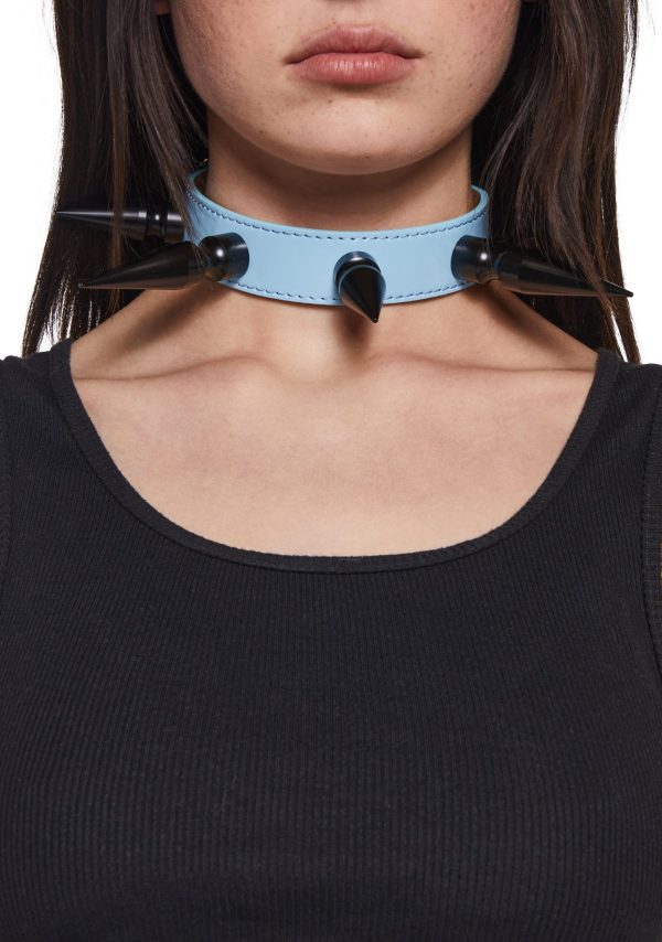 Extra Long Spiked Choker ?C Blue