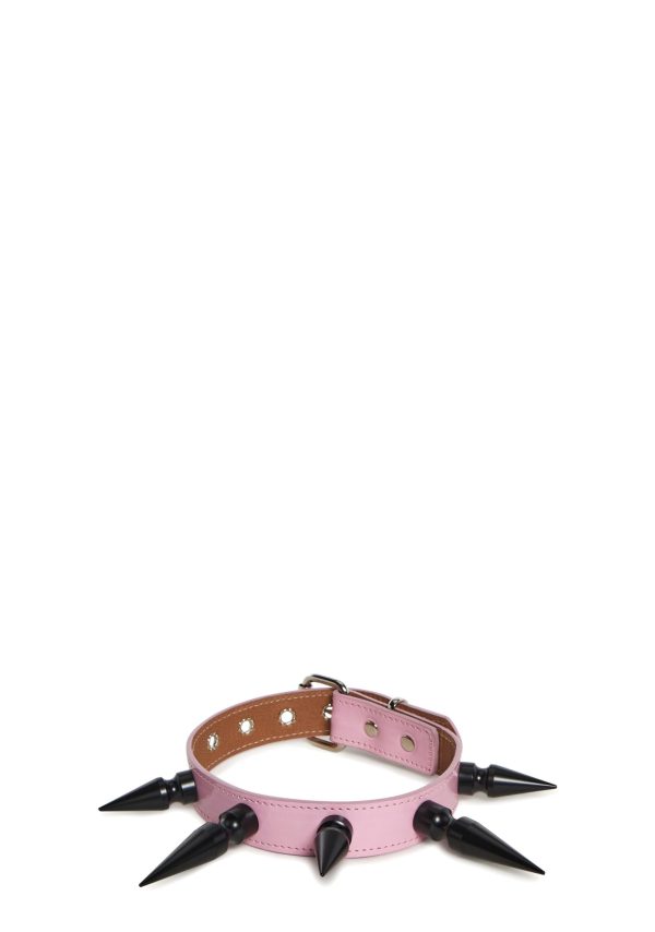 Extra Long Spiked Choker ?C Pink