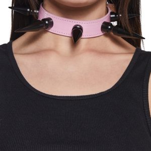 Extra Long Spiked Choker ?C Pink