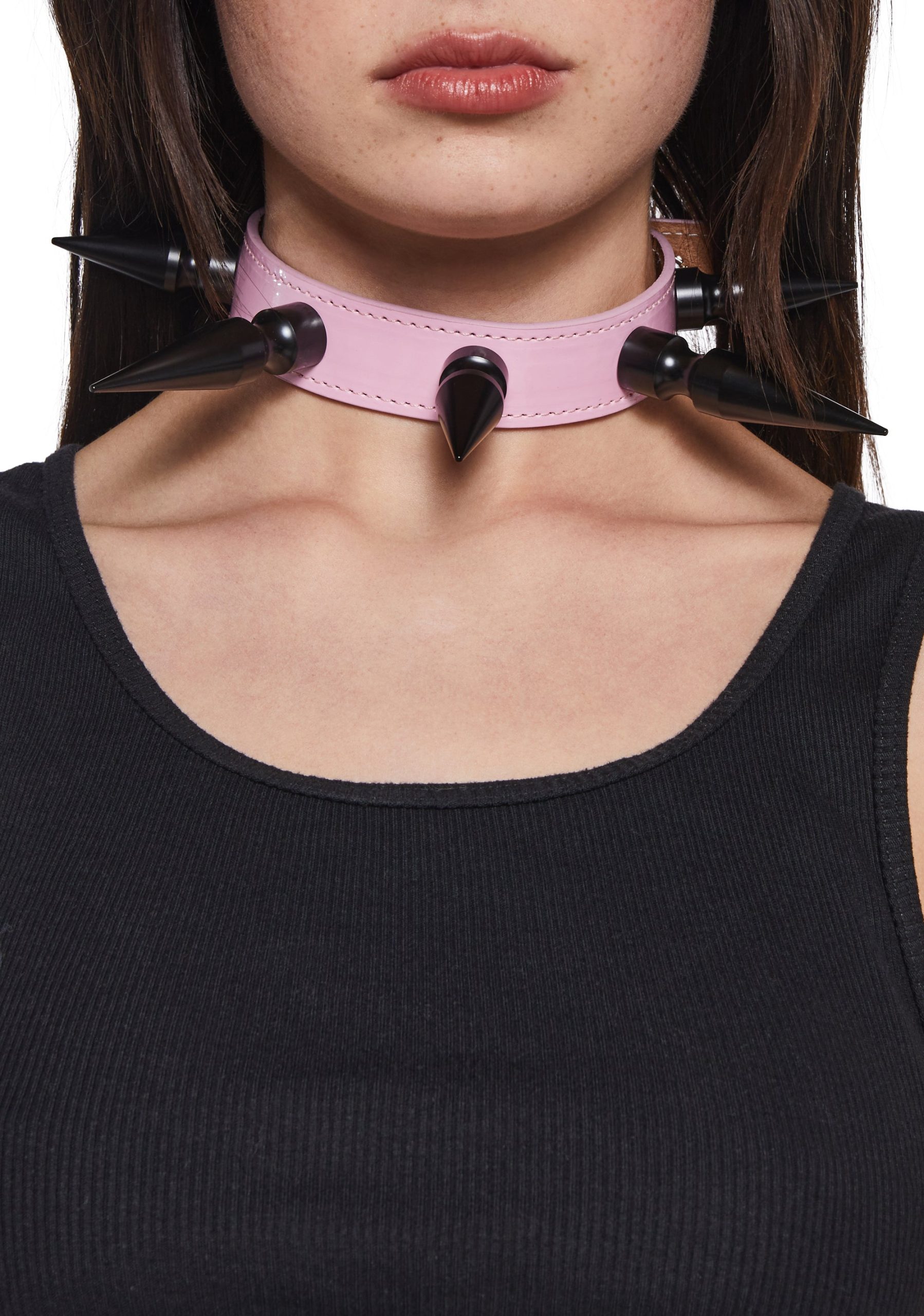 Extra Long Spiked Choker ?C Pink