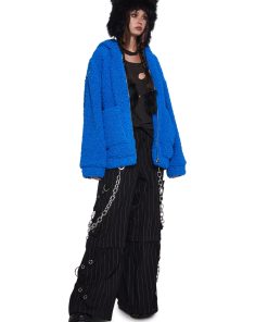 Alternative view of Azure Blissful Misery Hooded Sherpa Jacket