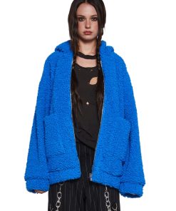 Azure Blissful Misery Hooded Sherpa Jacket
