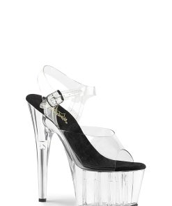 Adore-708 Platform Ankle Strap Sandals-Clear